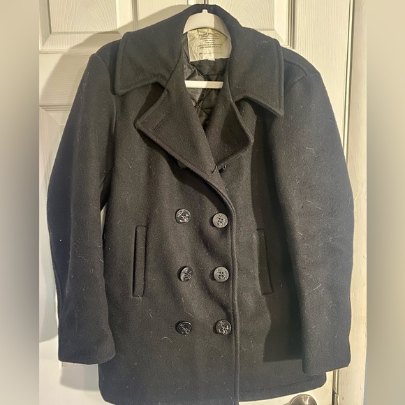 Black Navy Surplus Wool Peacoat Men’s Size 36 - Picture 1 of 6